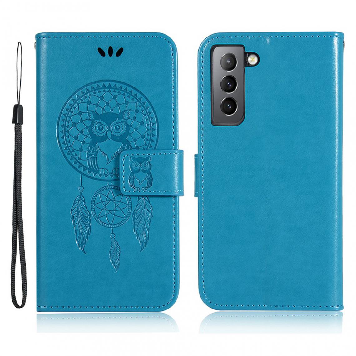 Other - Etui en PU Empreinte Dream Catcher Hibou avec support bleu pour votre Samsung Galaxy S21 FE - Coque, étui smartphone
