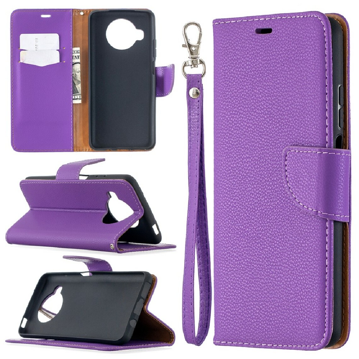 Other - Etui en PU texture de litchi avec support violet pour votre Xiaomi Mi 10T Lite 5G - Coque, étui smartphone