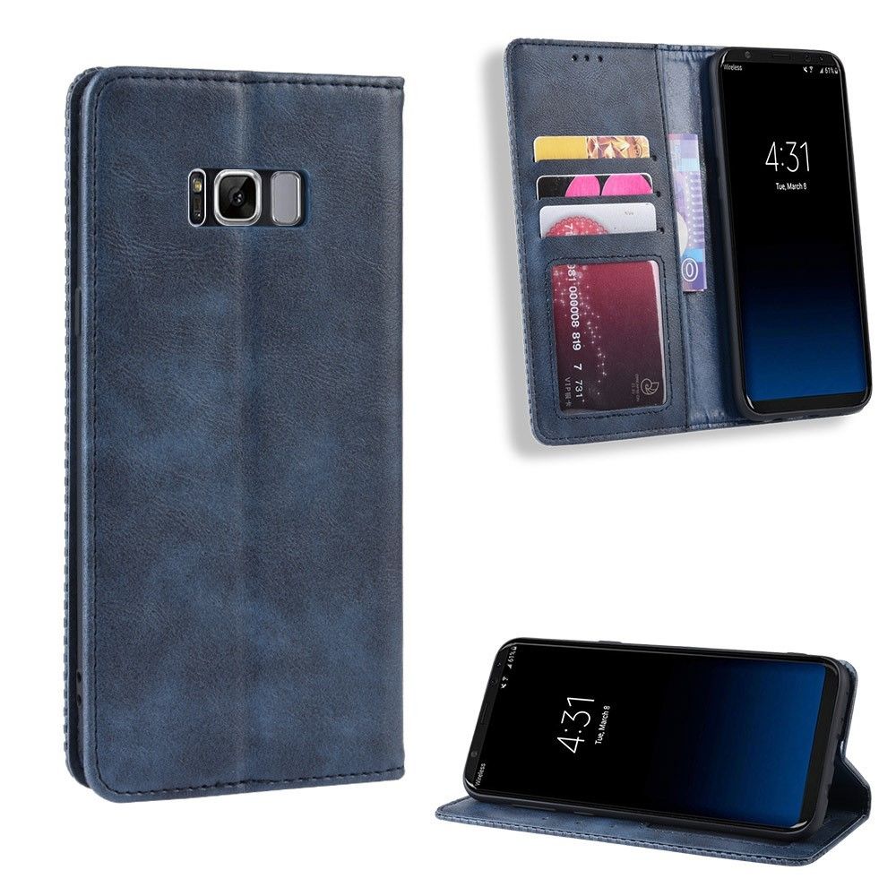 marque generique - Etui en PU millésime auto-absorbé bleu avec support pour votre Samsung Galaxy S8 Plus G955 - Coque, étui smartphone