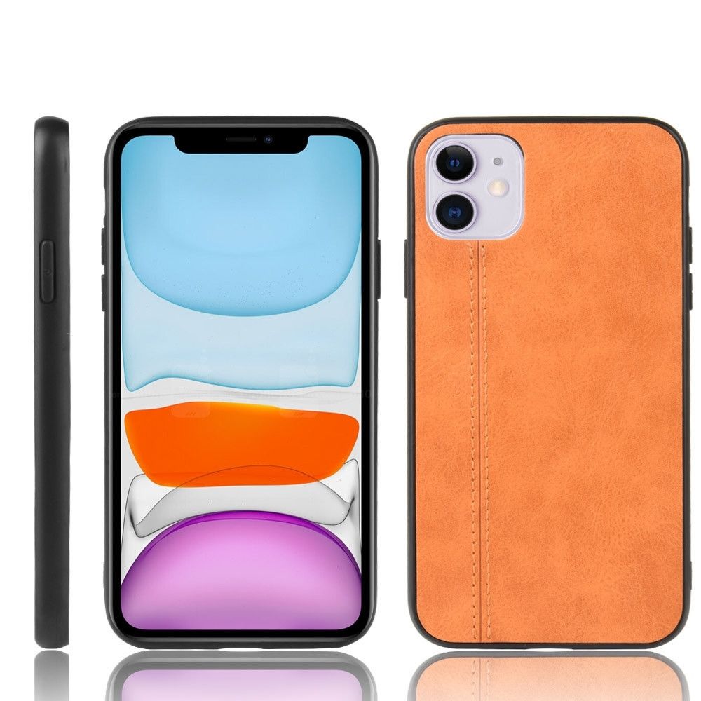 Wewoo - Coque Rigide Motif de peau de vache à motifs de peau de choc pour iPhone 11 PC + PU + TPU Orange - Coque, étui smartphone