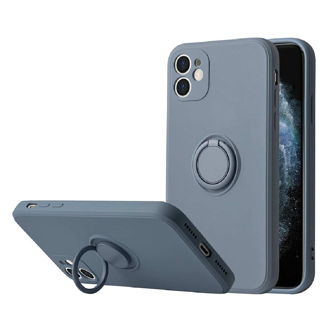 Other - Coque en TPU sensation de gel de silice avec béquille gris pour votre Apple iPhone 12 - Coque, étui smartphone