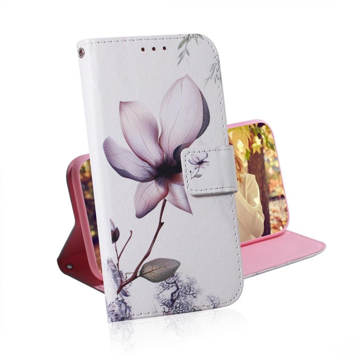 Wewoo - Housse Coque Étui à rabat horizontal en cuir à motif coloré avec fleurs de Magnolia pour Galaxy J6 Plusavec support et emplacements cartes et porte-monnaie - Coque, étui smartphone