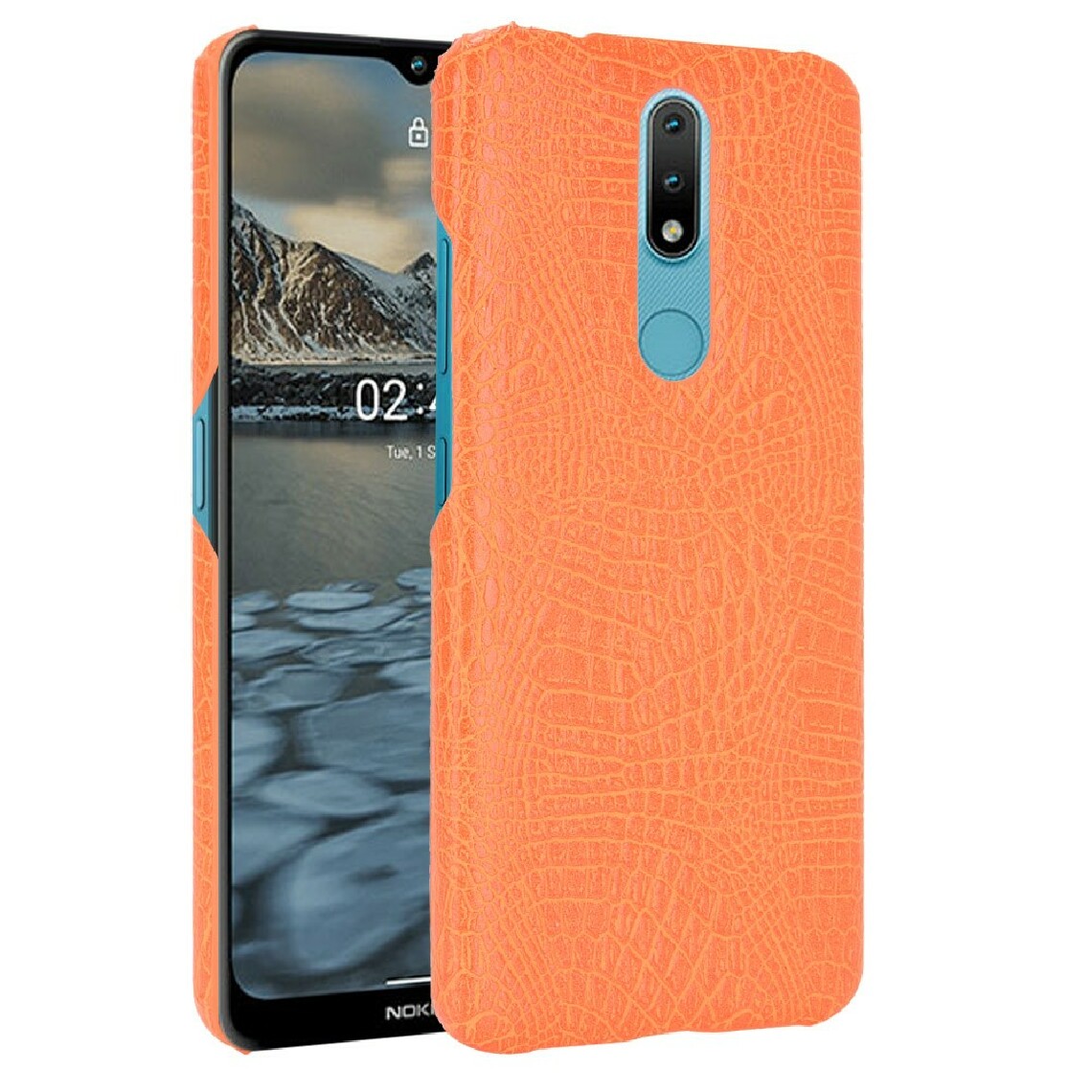 Other - Coque en TPU + PU texture de crocodile orange pour votre Nokia 2.4 - Coque, étui smartphone