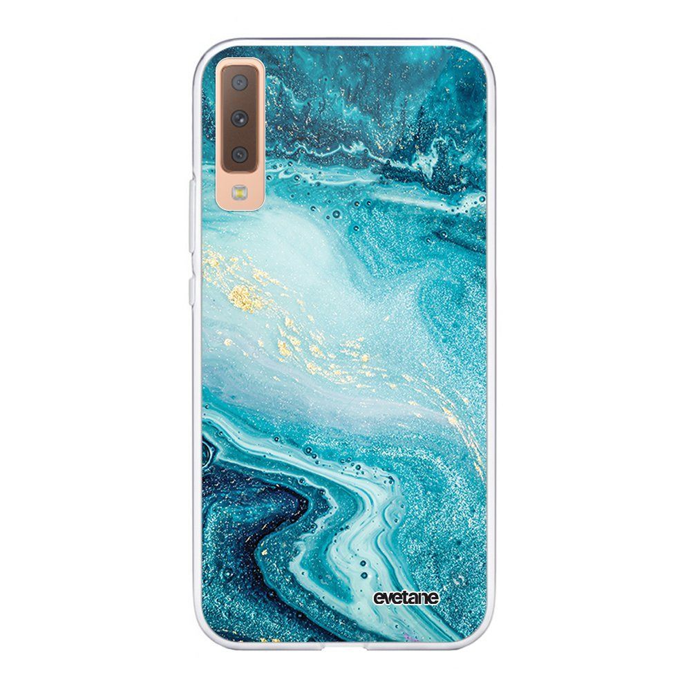 Evetane - Coque Samsung Galaxy A7 2018 360 intégrale transparente Bleu Nacré Marbre Ecriture Tendance Design Evetane. - Coque, étui smartphone