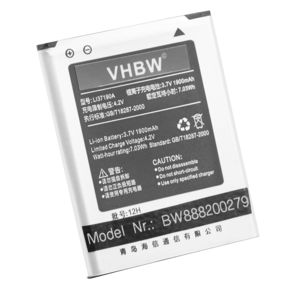 Vhbw - vhbw Batterie de remplacement pour Hisense LI37190A pour téléphone portable (1900mAh, 3.7V, Li-Ion) - Batterie téléphone