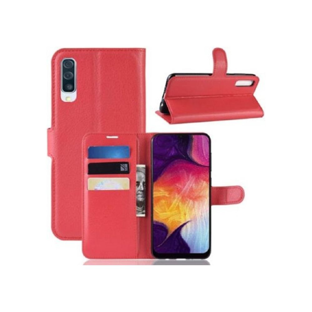 marque generique - Housse Etui Coque Portefeille Pochette Protection Rouge pour Samsung Galaxy A50 - Coque, étui smartphone