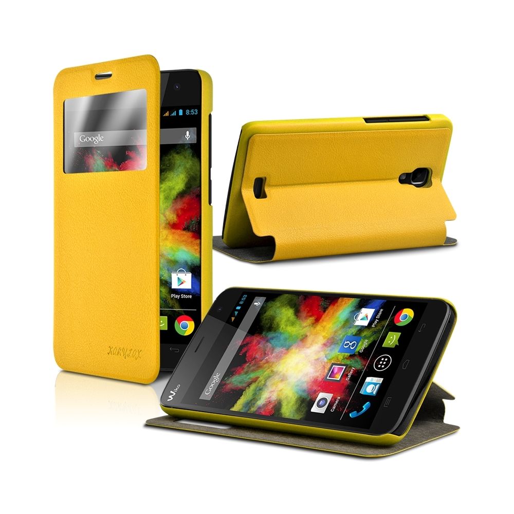 Karylax - Housse Etui S-View Fonction support Couleur Jaune pour Wiko Bloom + Film de Protection - Autres accessoires smartphone