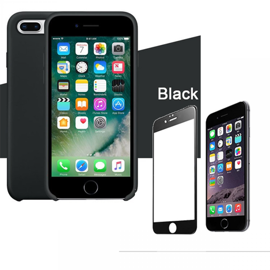 Phonecare - Kit de Verre Trempé 5D Full Cover + Coque SlimShield - Iphone 7 / 8 Noir - Coque, étui smartphone