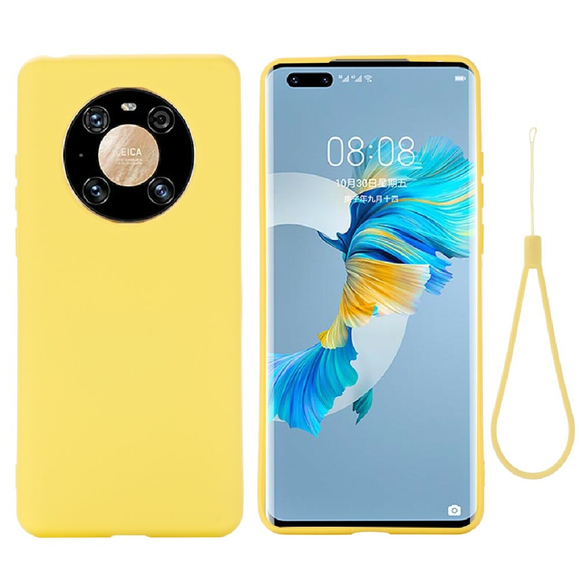 Other - Coque en silicone avec sangle jaune pour votre Huawei Mate 40 Pro - Coque, étui smartphone