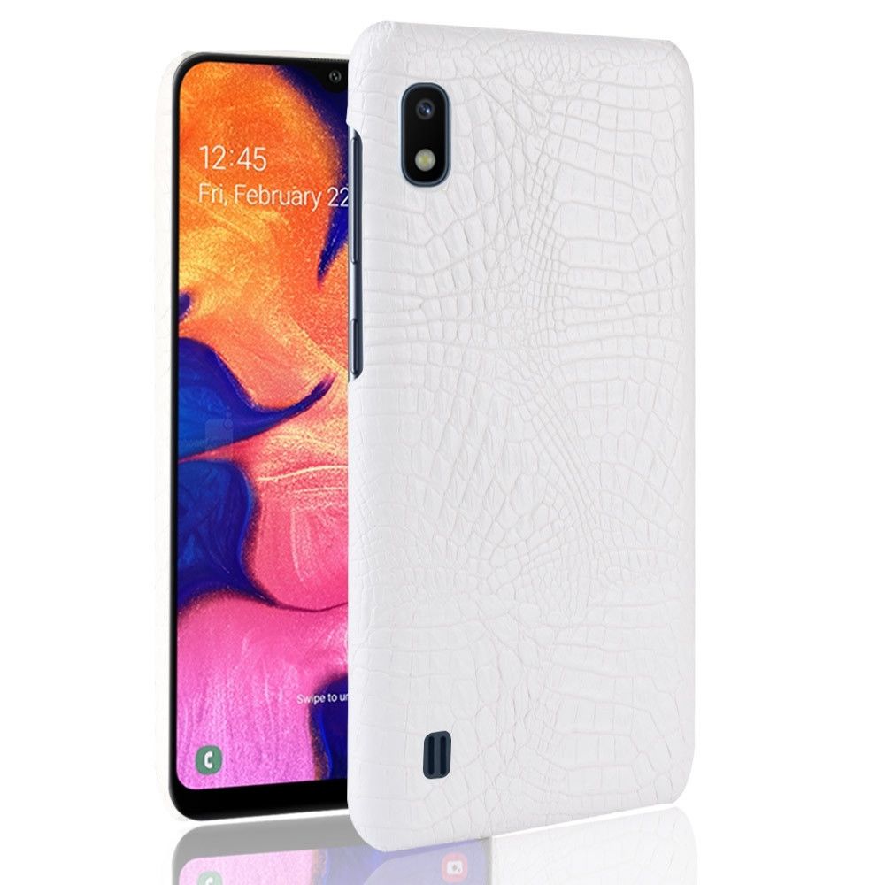 Wewoo - Coque Rigide Crocodile antichoc Texture PC + Etui PU pour Galaxy A10 Blanc - Coque, étui smartphone