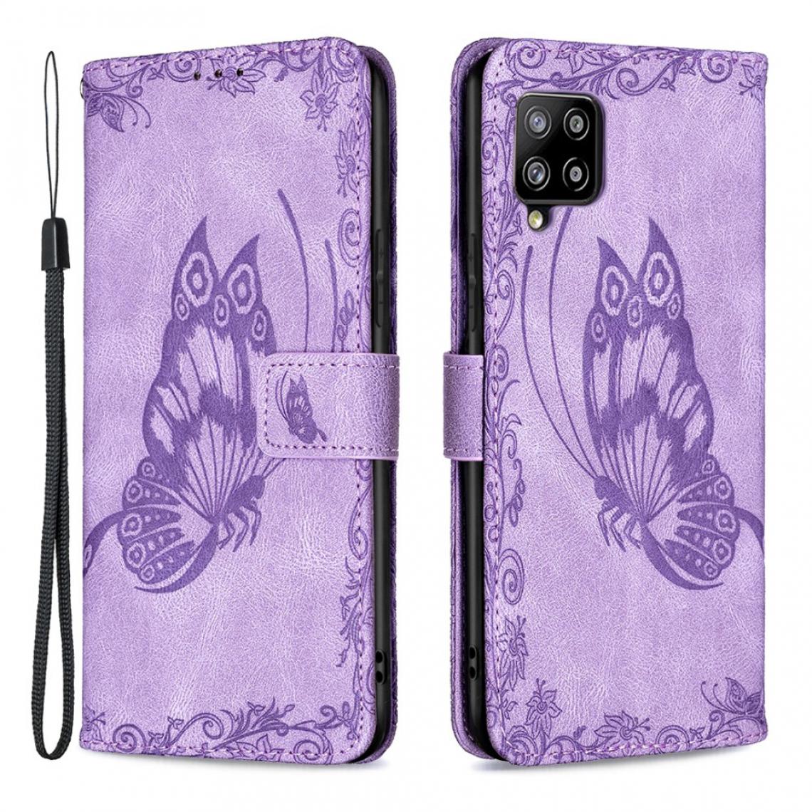 Other - Etui en PU Mentions légales Papillon Fleur Magnétique avec support violet pour votre Samsung Galaxy A42 5G - Coque, étui smartphone