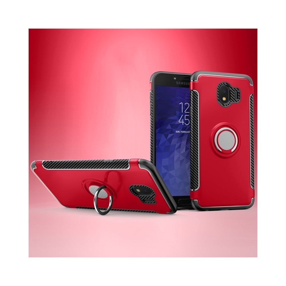Wewoo - Coque Housse de protection magnétique à 360 degrés pour bague de rotation Galaxy J4 2018 rouge - Coque, étui smartphone