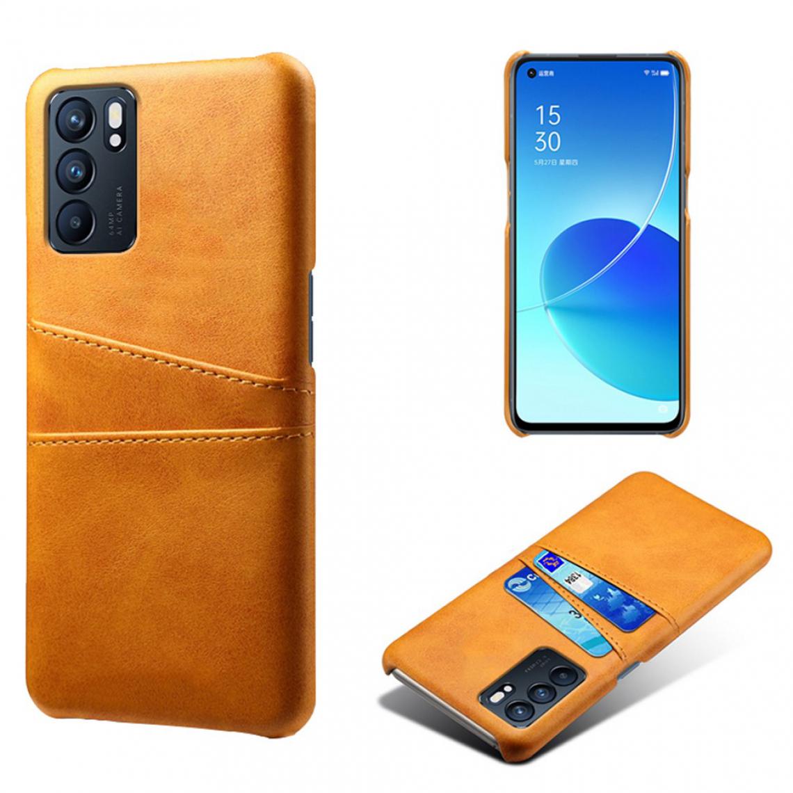 Other - Coque en TPU + PU avec double porte-cartes orange pour votre Oppo Reno6 5G - Coque, étui smartphone