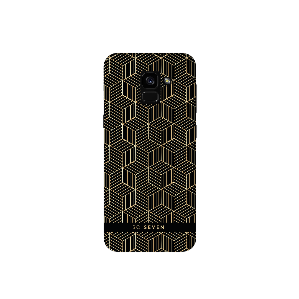 Muvit - Coque de protection Midnight Cubic pour Samsung Galaxy A8 2018 - SVNCSMDCBKA8 - Noir/Or - Coque, étui smartphone
