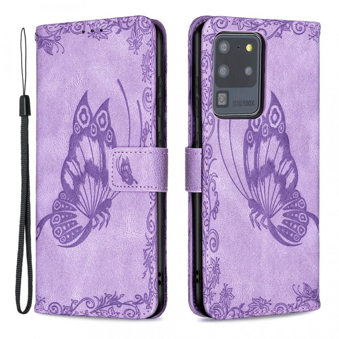 Other - Etui en PU Empreinte Papillon Fleur violet pour votre Samsung Galaxy S20 Ultra - Coque, étui smartphone