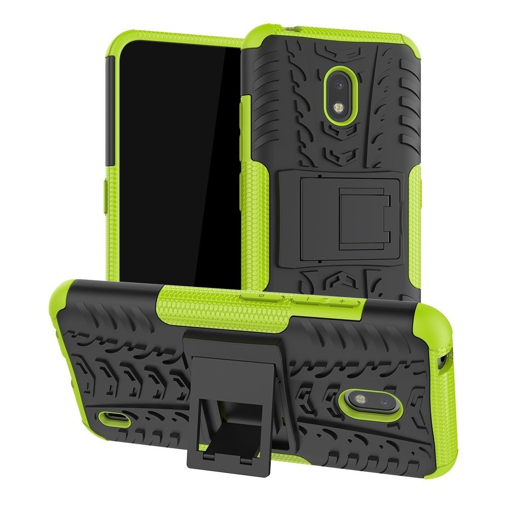 marque generique - Coque en TPU hybride cool anti-goutte avec béquille vert pour votre Nokia 2.2 - Coque, étui smartphone