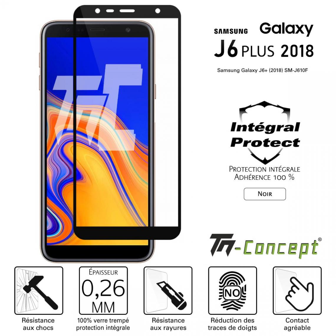 Tm Concept - Verre trempé intégral - Samsung Galaxy J6 Plus (2018) - Noir - TM Concept® - Protection écran smartphone