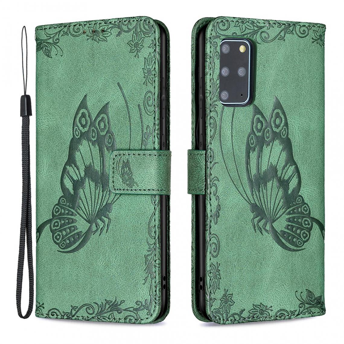 Other - Etui en PU Motif papillon imprimé avec support vert pour votre Samsung Galaxy S20 Plus - Coque, étui smartphone