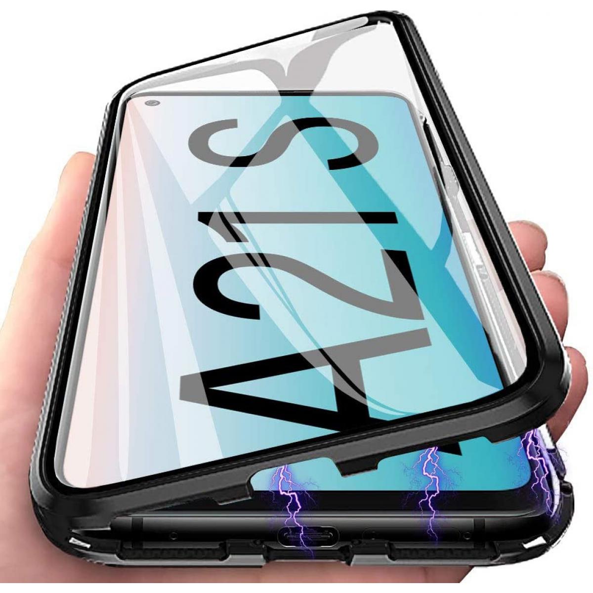 Shot - Coque Verre Trempe pour "SAMSUNG Galaxy A21s" Magnetique Transparente Protection Integrale (NOIR) - Coque, étui smartphone