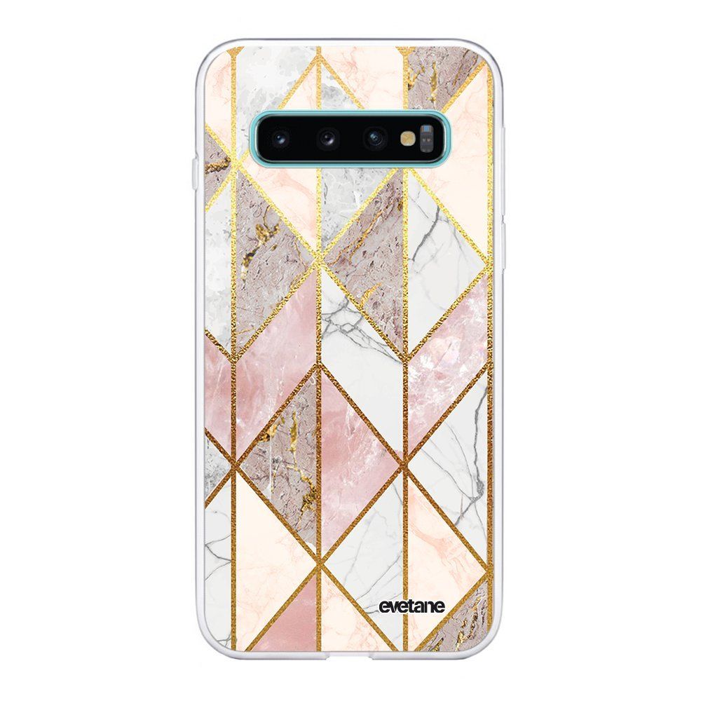 Evetane - Coque Samsung Galaxy S10 souple transparente Marbre Rose Losange Motif Ecriture Tendance Evetane - Coque, étui smartphone