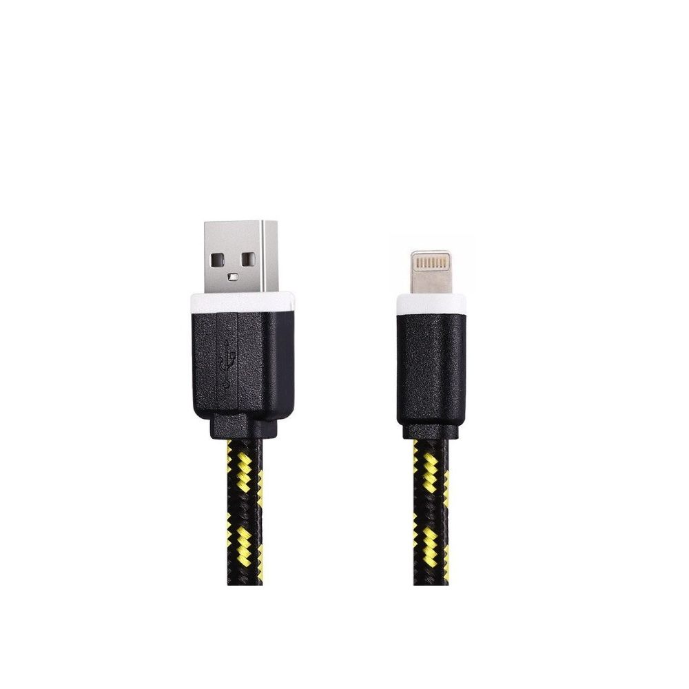 Shot - Cable Tresse pour IPHONE 5S 1m Chargeur Connecteur Lighting USB APPLE Tissu Tisse Lacet Fil Nylon (NOIR) - Chargeur secteur téléphone