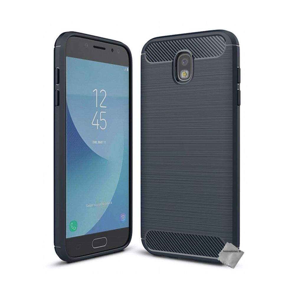 Htdmobiles - Housse etui coque silicone gel carbone pour Samsung Galaxy J7 (2017) + film ecran - BLEU FONCE - Autres accessoires smartphone