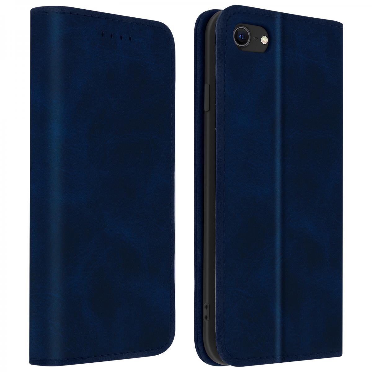 Avizar - Housse Apple iPhone SE 2020 / 8 / 7 Porte-cartes Support Stand Vintage Bleu nuit - Coque, étui smartphone