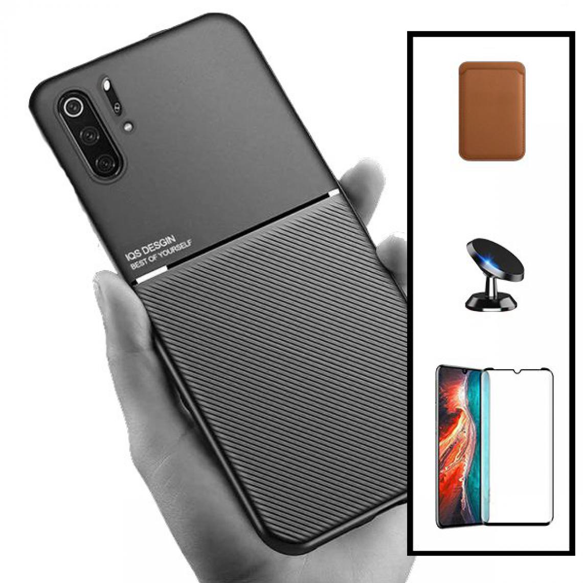 Phonecare - Kit Coque Magnetic Lux + Magentic Wallet Marron + 5D Full Cover + Support de Voiture Magnétique - Huawei P30 Pro - Coque, étui smartphone