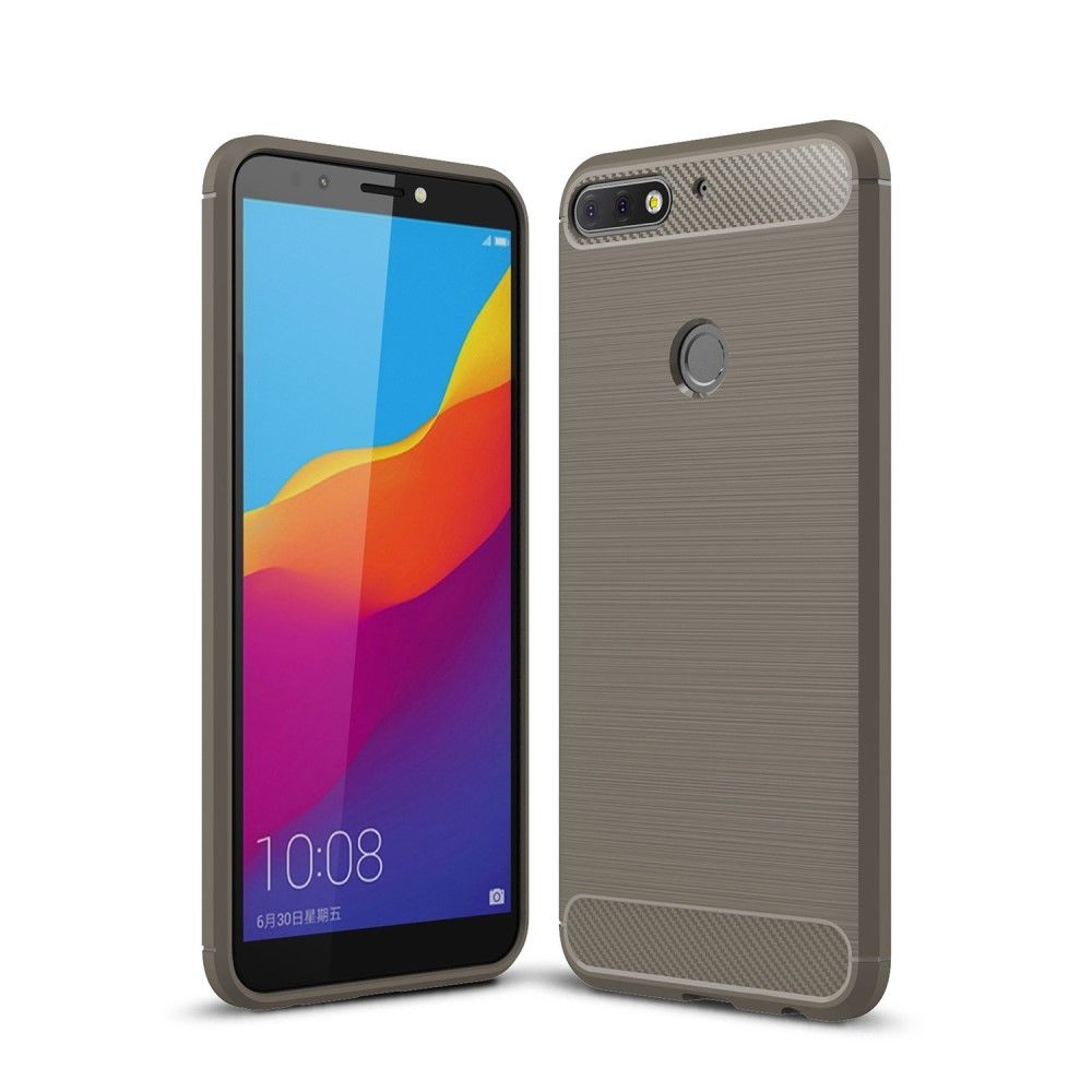marque generique - Coque en TPU gris en fibre de carbone pour Huawei Honor 7C - Autres accessoires smartphone