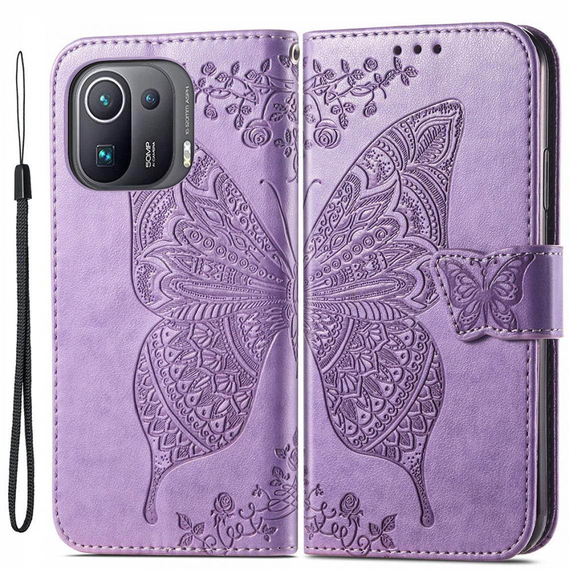 Other - Etui en PU avec impression grand papillon violet pour votre Xiaomi Mi 11 Pro - Coque, étui smartphone