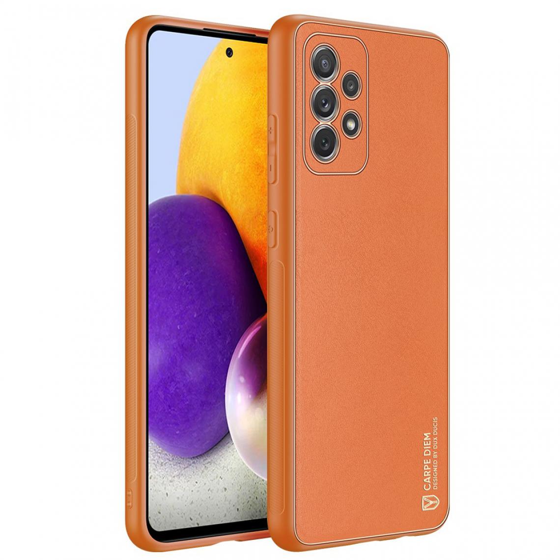 Dux Ducis - Coque en TPU + PU Galvanoplastie Hybride orange pour votre Samsung Galaxy A72 5G/4G - Coque, étui smartphone