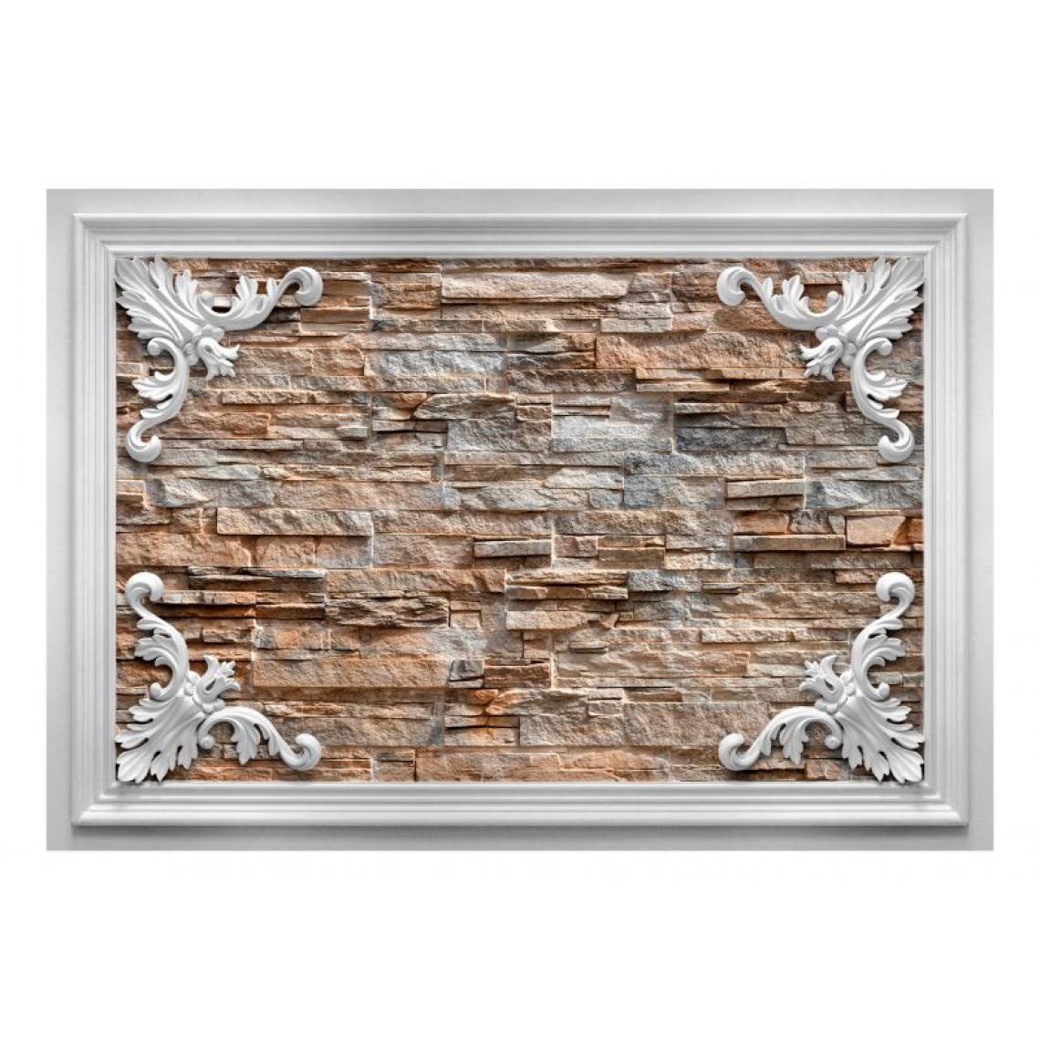 Artgeist - Papier peint - Brick in the Frame (Brown) .Taille : 200x140 - Papier peint