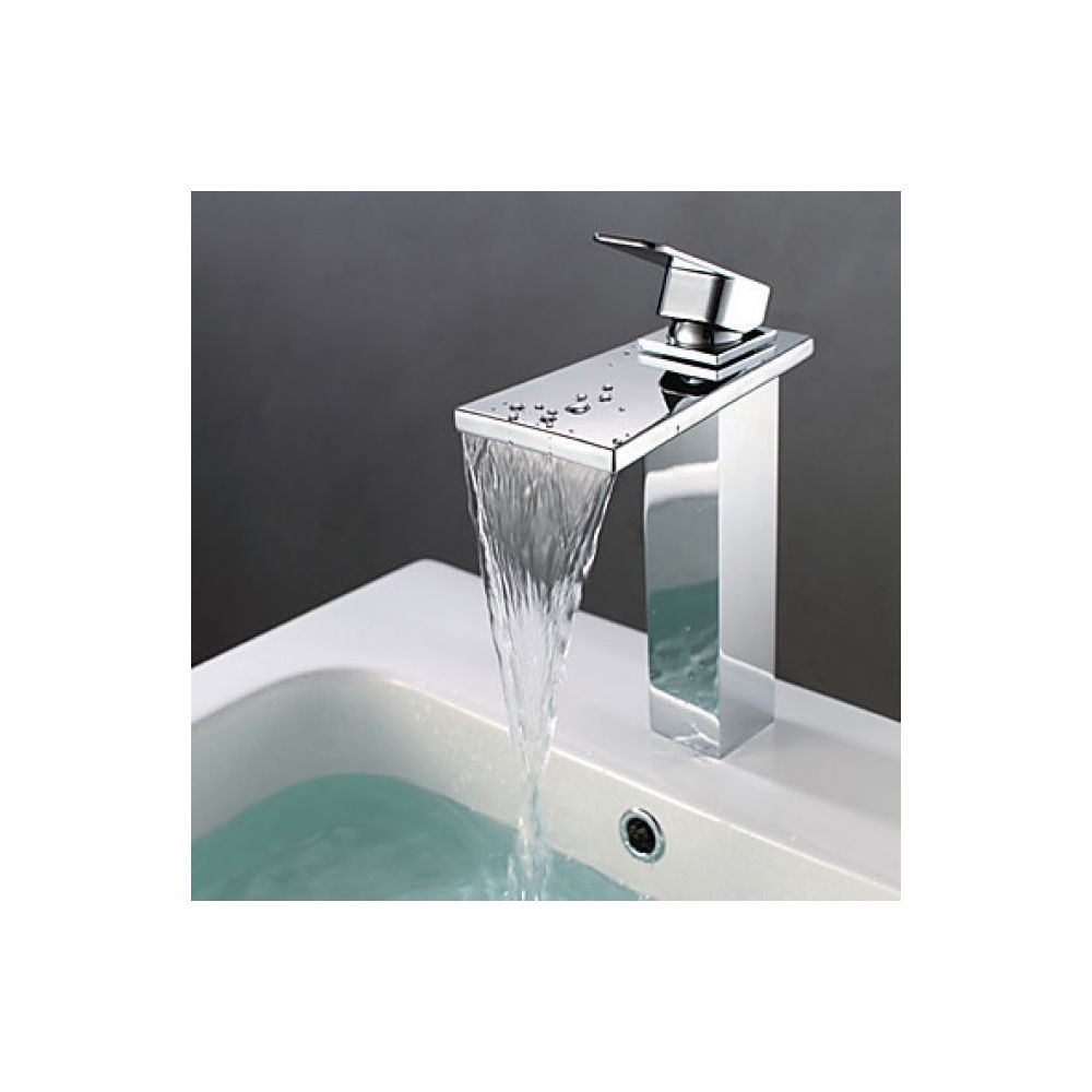 Lookshop - Robinet de lavabo effet cascade, style contemporain et finition en métal chromé - Robinet de lavabo