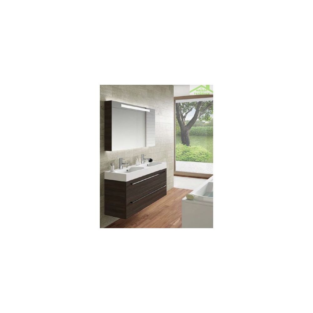 Riho - Ensemble meuble & lavabo RIHO SLIMLINE SET 77 120x38 H 60,5 cm - Bois laqué satiné - Lavabo