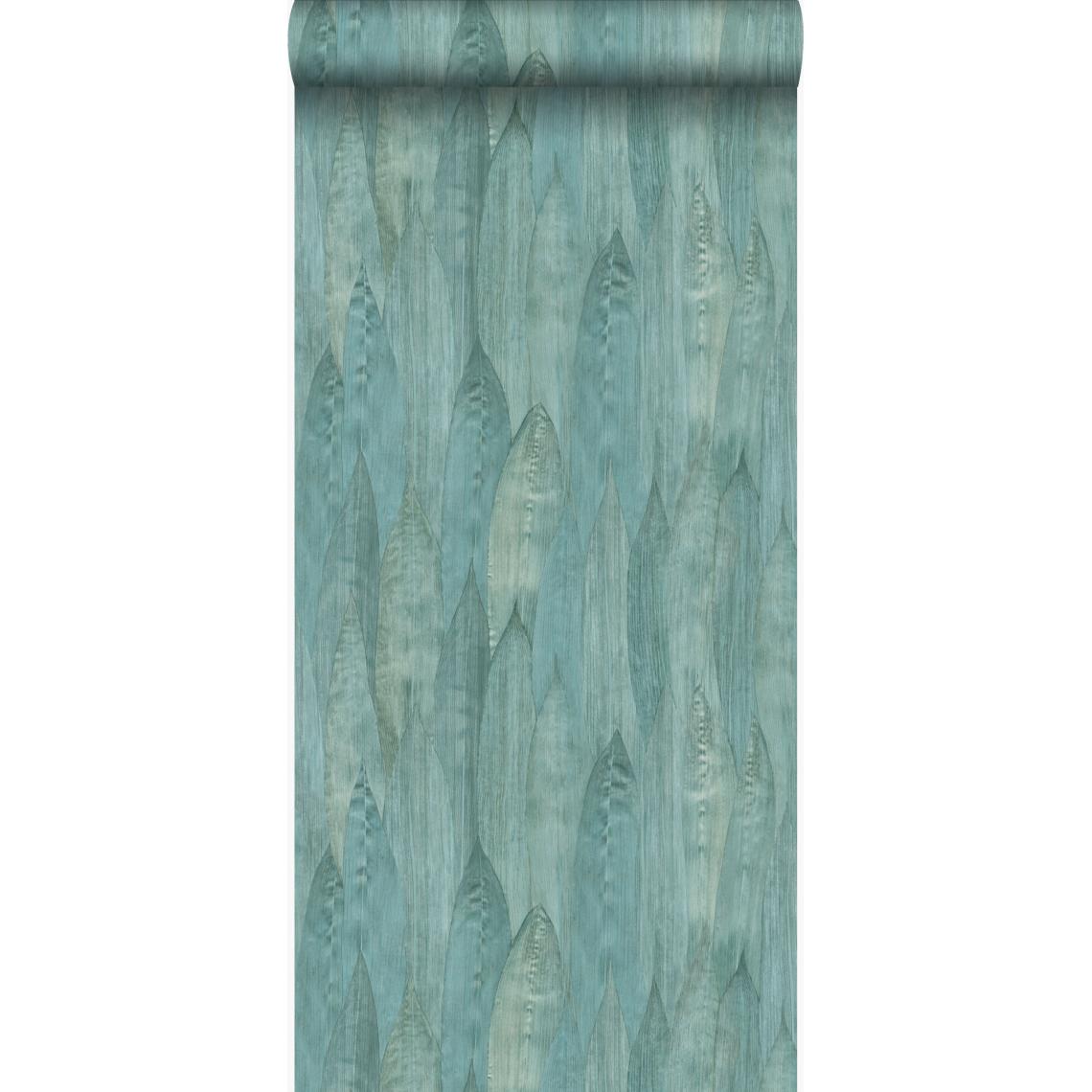 Origin - Origin PP intissé éco texture feuilles vert lagune - 347369 - 53 cm x 10,05 m - Papier peint