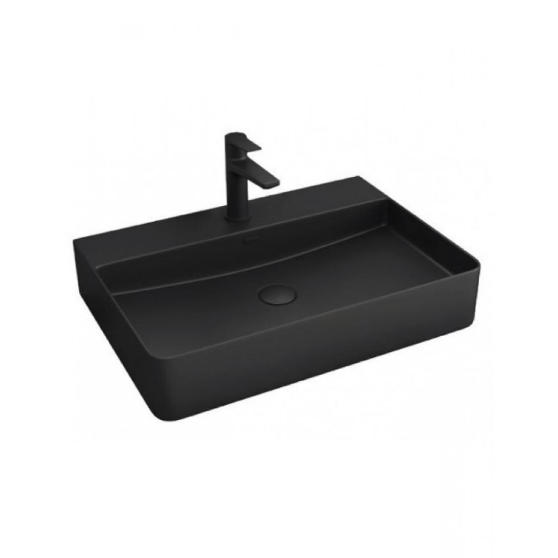 Karag - Vasque noir rectangulaire monotrou à poser 50x42x12 cm - Lavabo