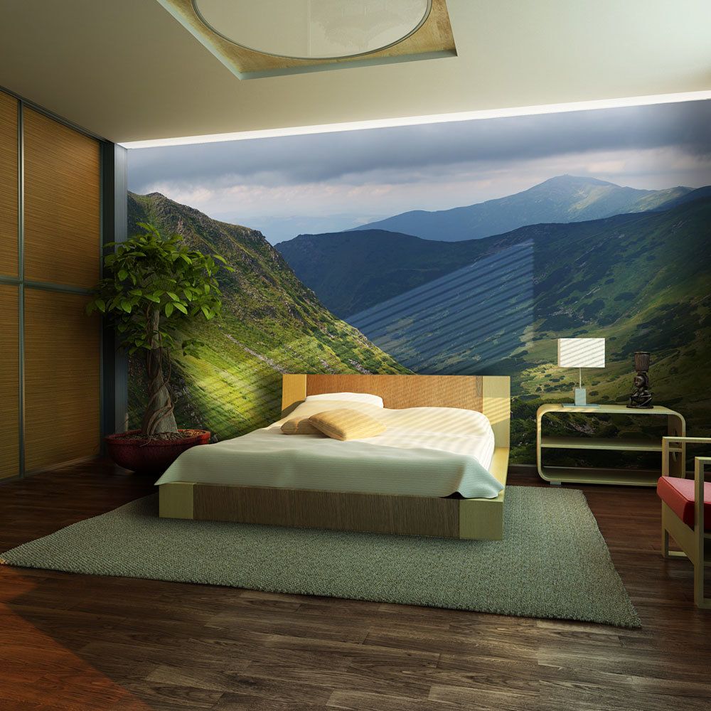Bimago - Papier peint | Green mountain landscape | 200x154 | Paysages | Montagnes | - Papier peint