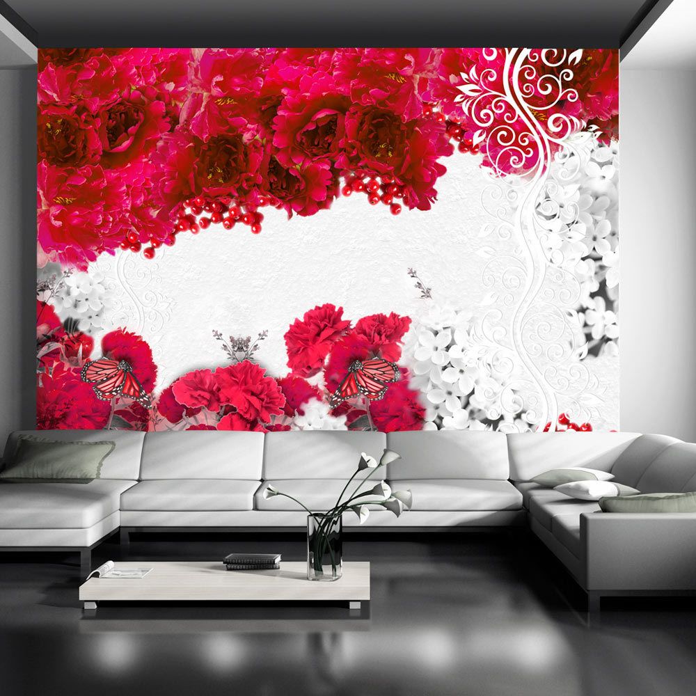 marque generique - 100x70 Papier peint Prairie Fleurs Distingué Colors of spring: red - Papier peint