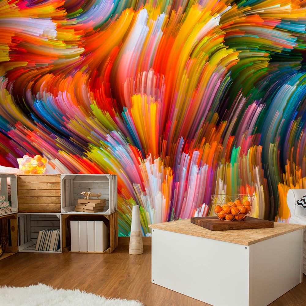 marque generique - 200x140 Papier peint Moderne Abstractions Inedit Rainbow Waves - Papier peint