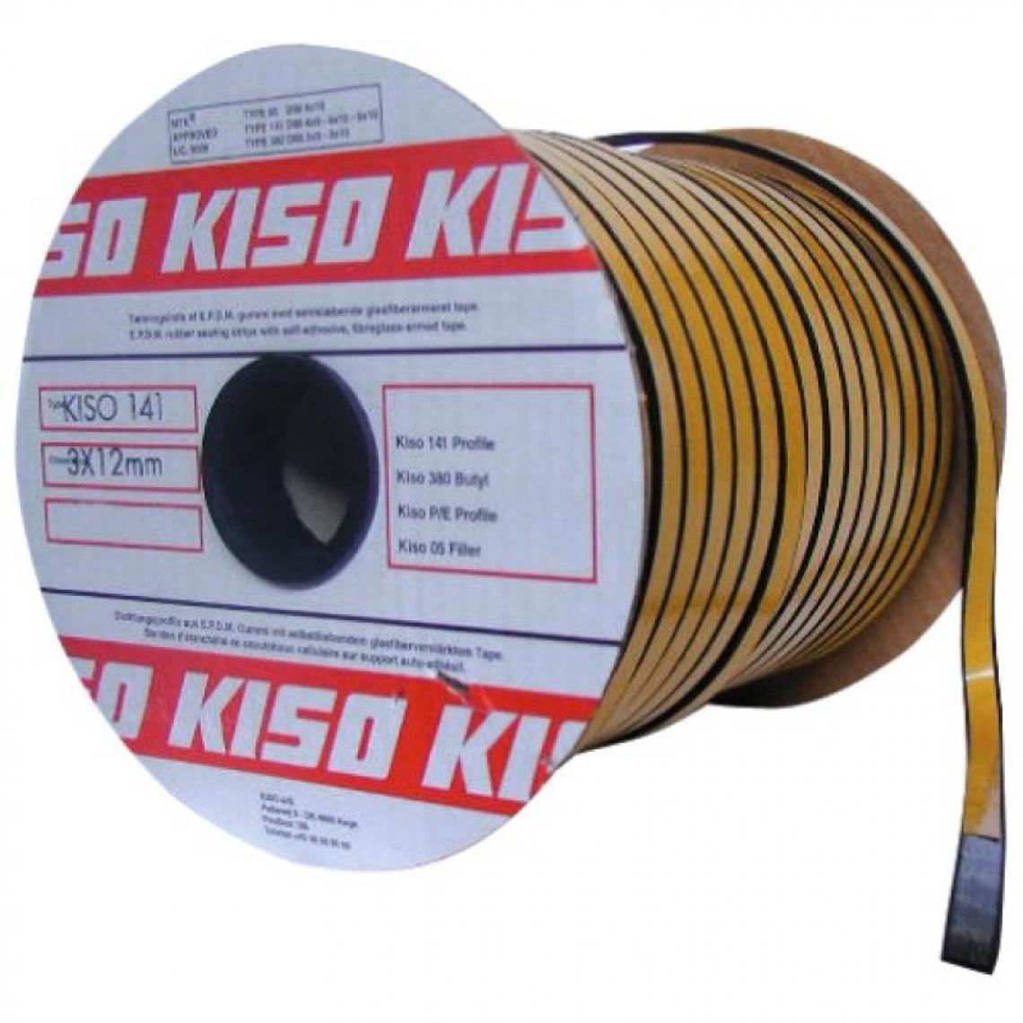 Kiso - Joint d'étanchéité Kiso 141 en epdm vitrage/châssis épaisseur 3 x largeur 15 mm en bobine de 100 ml coloris - Joint de finition