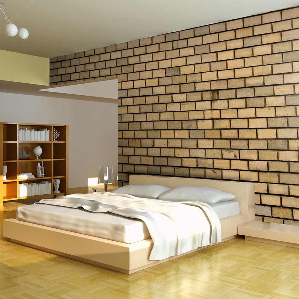 Bimago - Papier peint | Brick wall in beige color | 250x193 | | - Papier peint