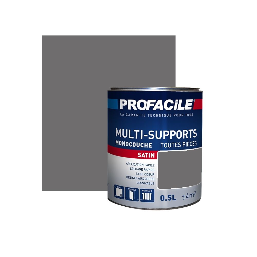 Profacile - Peinture intérieure multi-supports, PROFACILE-0.5 litre-Gris Zingue - Peinture & enduit rénovation