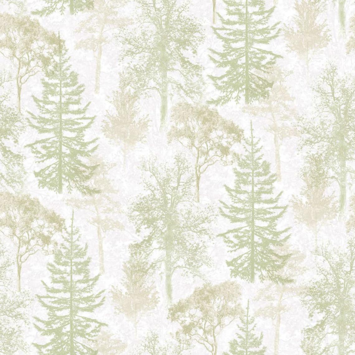 Evergreen - Evergreen Papier peint Trees Blanc et vert - Papier peint