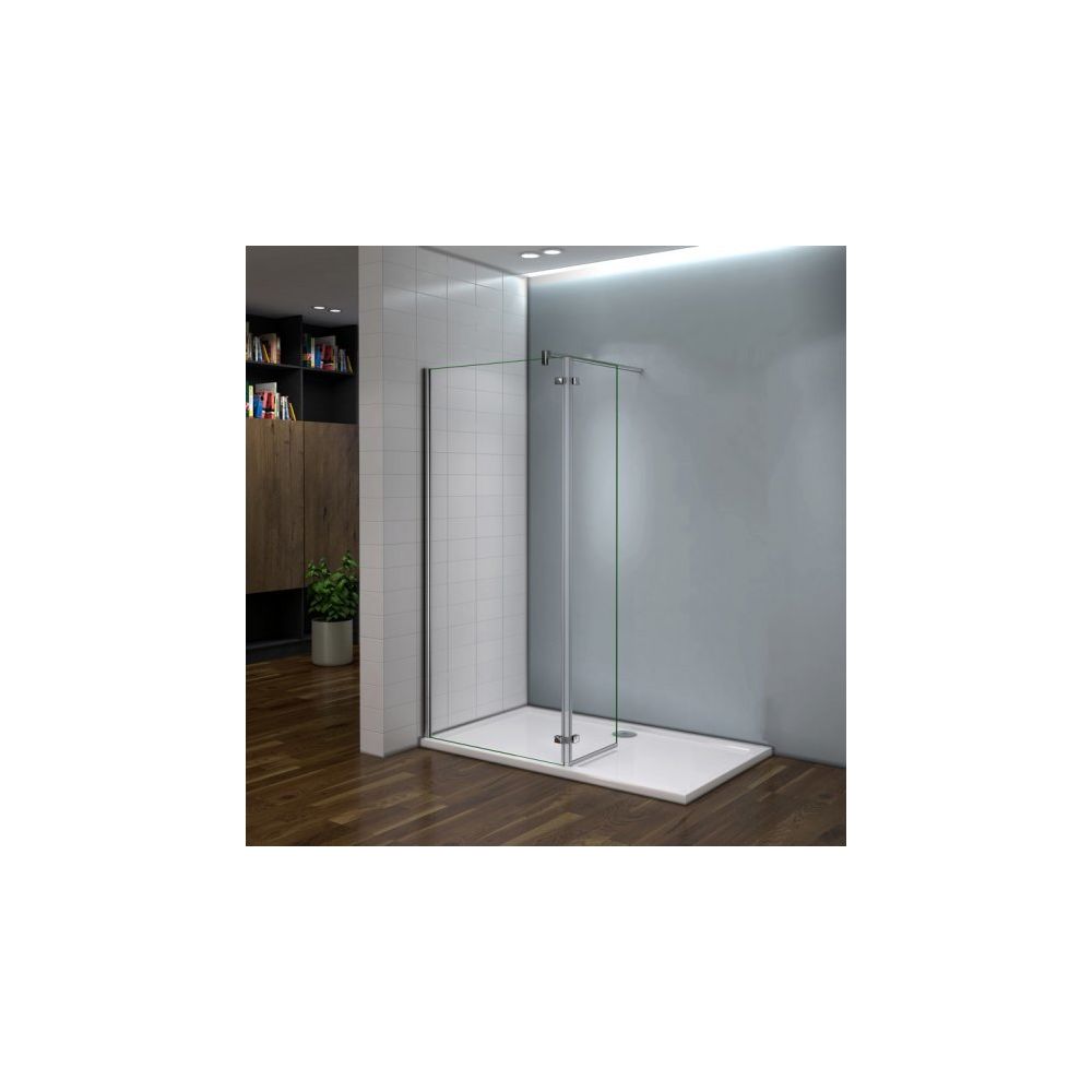 marque generique - Paroi de douche 100x200cm en verre anticalcaire avec un pivotant retour de 40cm - Cabine de douche