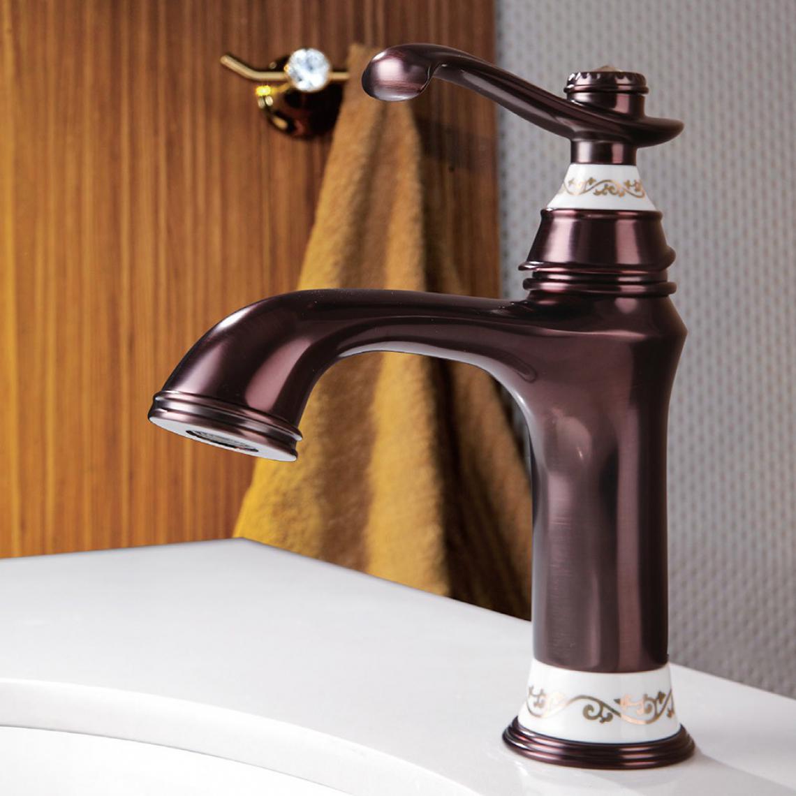 Lookshop - Robinet lavabo mitigeur style vintage en laiton massif cuivré - Robinet de lavabo