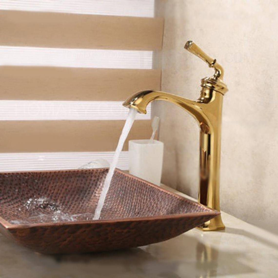 Kroos - Robinet lavabo mitigeur style vintage en laiton solide doré - Robinet de lavabo