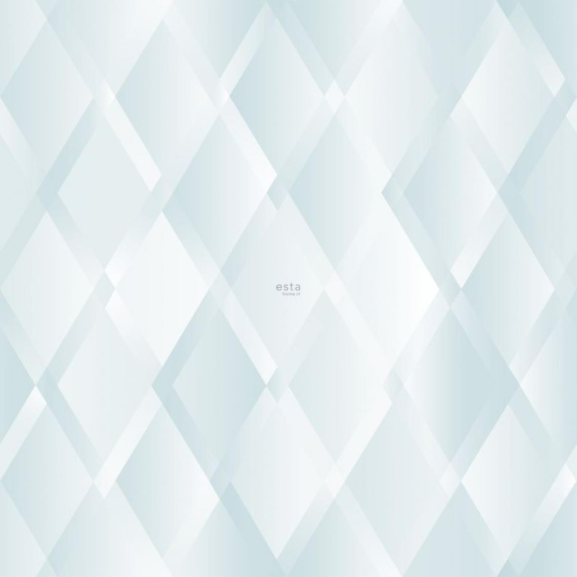 ESTAhome - ESTAhome papier peint panoramique rhombus diamant à effet dégradé bleu et vert menthe - 158860 - 279 x 279 cm - Papier peint