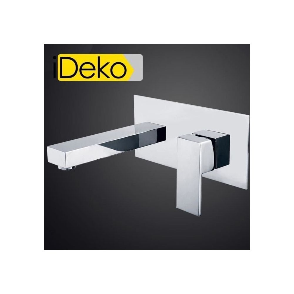 Ideko - iDeko®Robinet Mitigeur lavabo salle de bain baignoire et cuisine au mur caché en Laiton Moderne Céramique chrome ID6201 - Lavabo