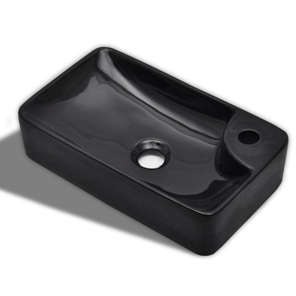 marque generique - Icaverne - Lavabos collection Vasque à trou pour robinet céramique Noir pour salle de bain - Lavabo