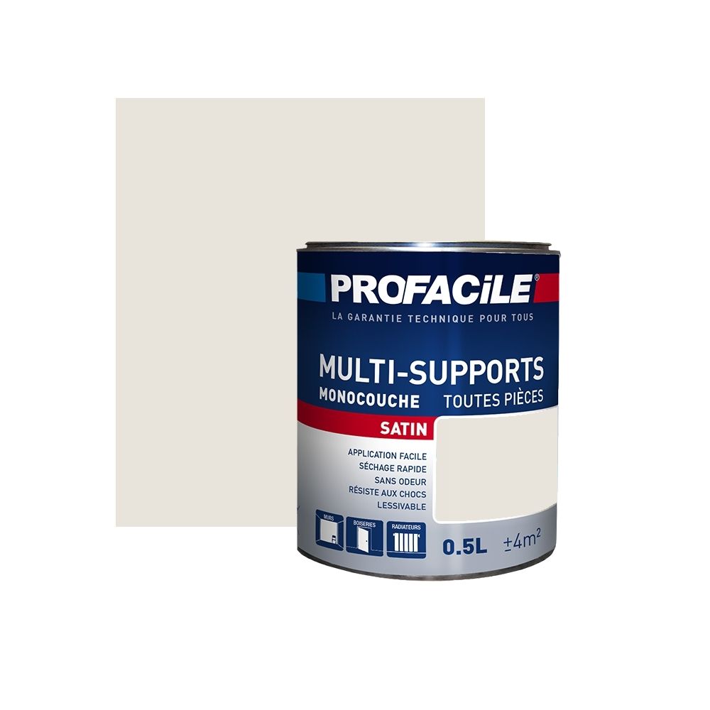 Profacile - Peinture intérieure multi-supports, PROFACILE-0.5 litre-Coquille d'Oeuf - Peinture & enduit rénovation